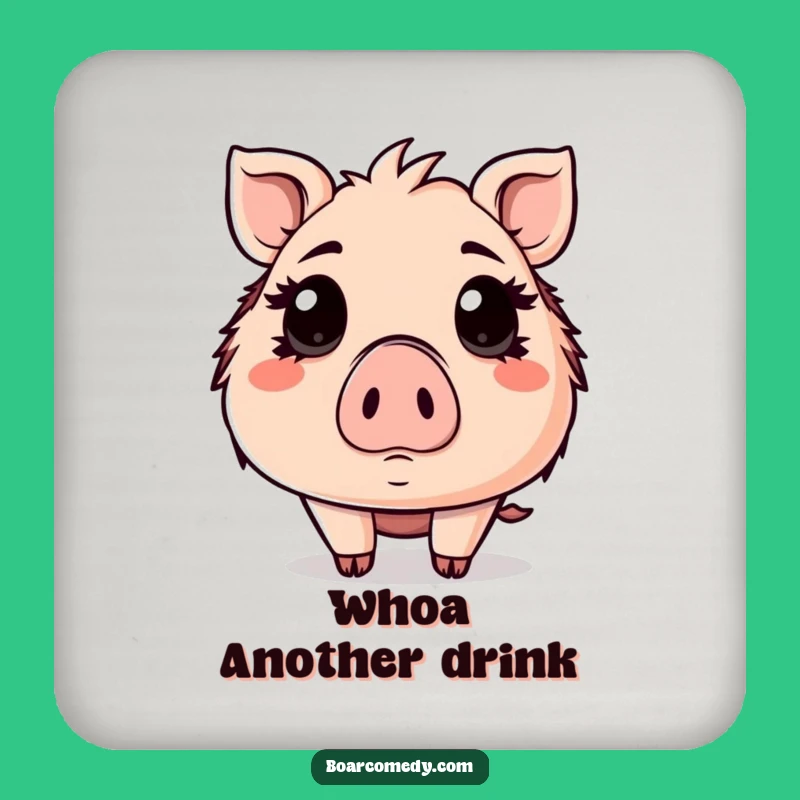 Funny Surprised Kawaii Boar Eyes Wide Coaster Set - Protect Surfaces with Shock