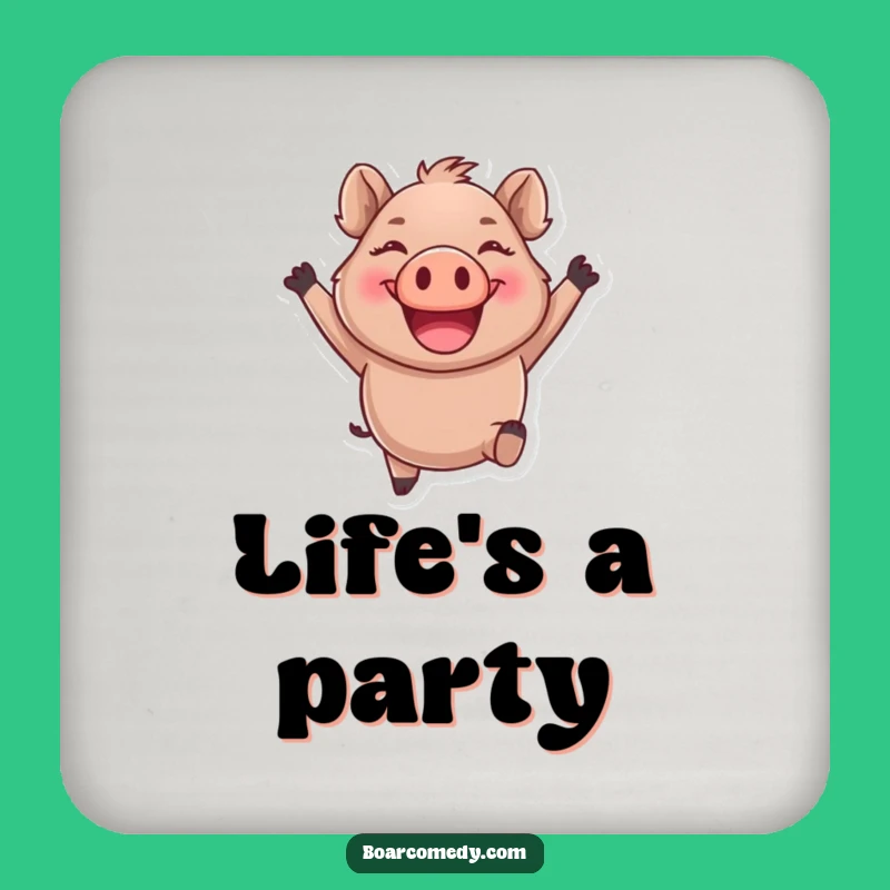 Funny Boar Coaster - Joyful Leaping Design, Protects Surfaces, Perfect Funny Gift
