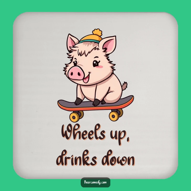 Protect Surfaces with Coolness: Funny Cheerful Boar Skateboard Coaster