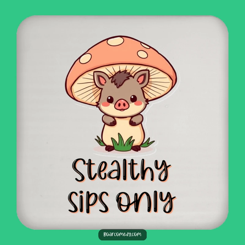 Protect Your Surfaces with Magic: Funny Kawaii Boar Mushroom Coaster