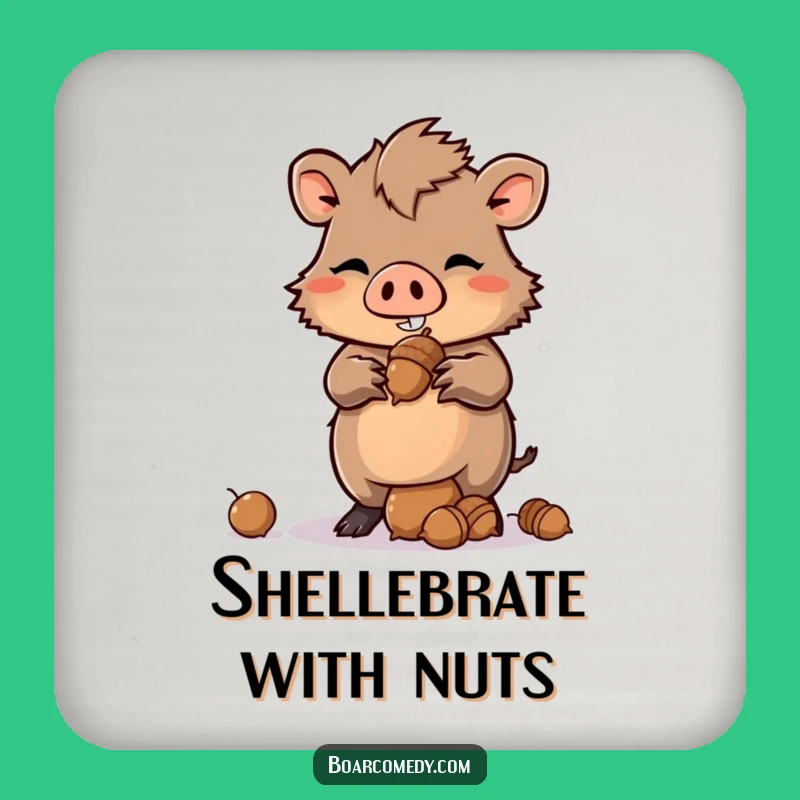 Funny Kawaii Boar Coaster - Acorn Balance Table Protector Gift