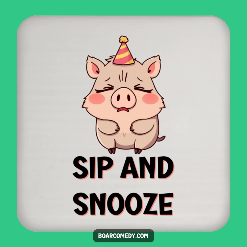 Funny Boar Party Yawn Coaster: Protect Surfaces with Sleepy Style