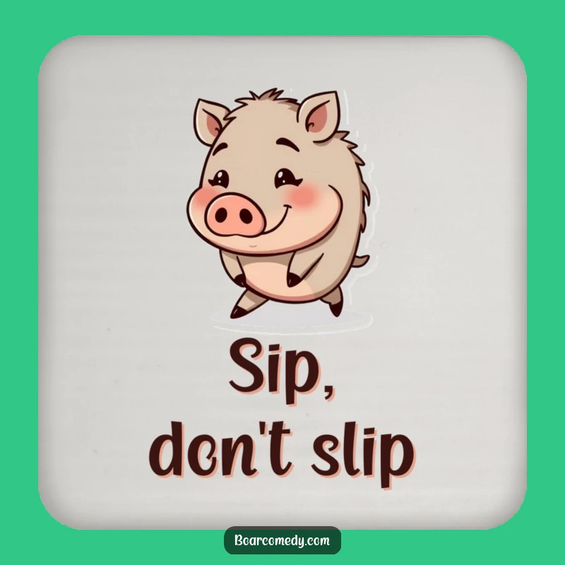 Funny Tripping Boar Coaster: Round Character Protection, Great Funny Gift