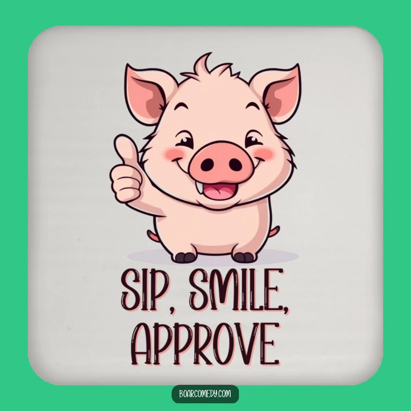 Funny Kawaii Boar Thumbs Up Coaster: Grin Table Protector, Ideal Funny Gift