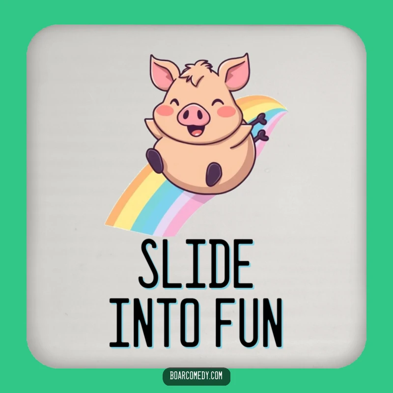 Funny Boar Rainbow Slide Coaster, Protect Surfaces with Hilarious, Joyful Art