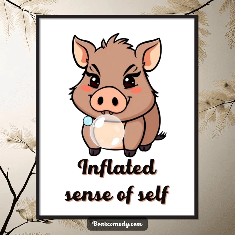 Funny Boar Blowing Bubble Poster, showcasing a grinning pig creating a whimsical visual for your walls. A funny gift idea.