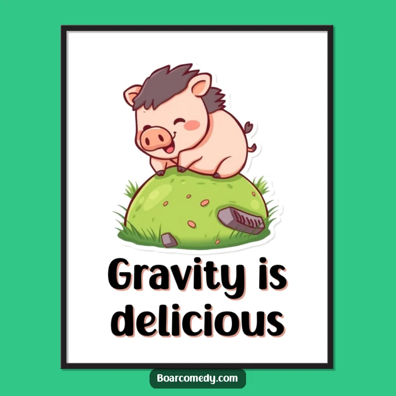Funny Boar Rolling Hill Poster: Vibrant Wall Art for Humorous Decor