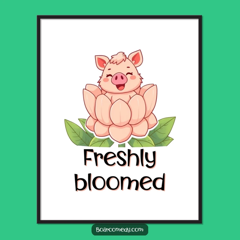 Funny Bubbly Boar Flower Poster, Vibrant Wall Art for a Cheerful Atmosphere