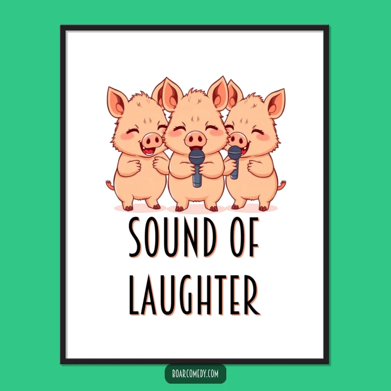 Funny Giggling Boars Microphones Poster - Comedy Art Funny Gift