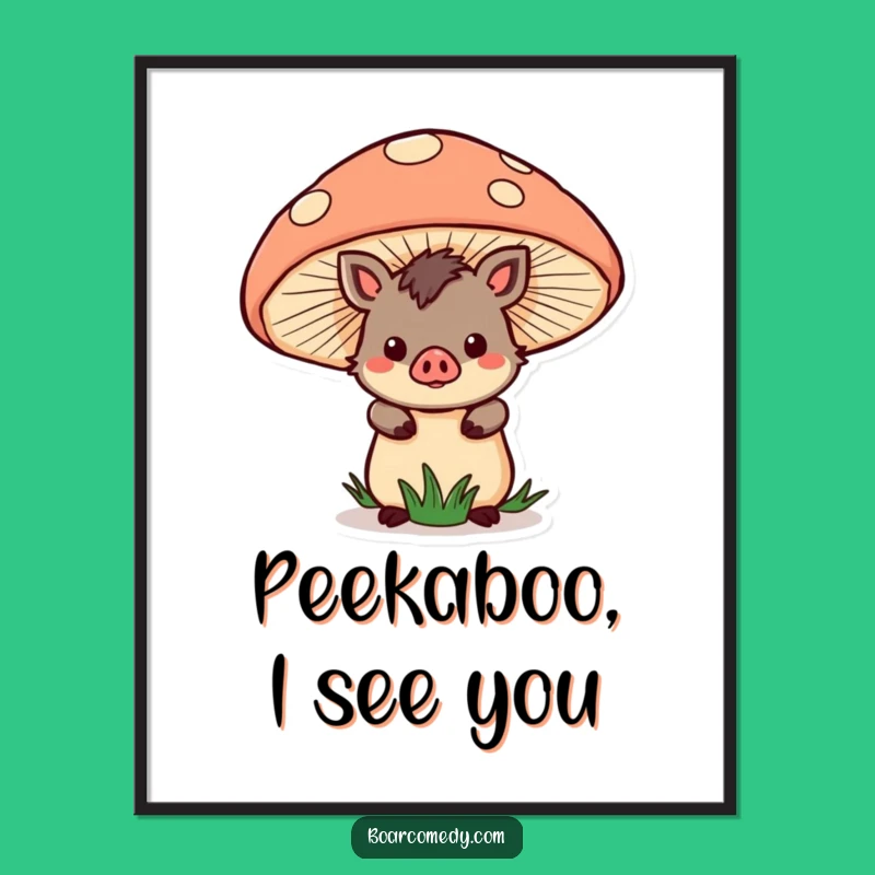 Funny Kawaii Boar Mushroom Poster: Enchanting Wall Art for a Whimsical Touch