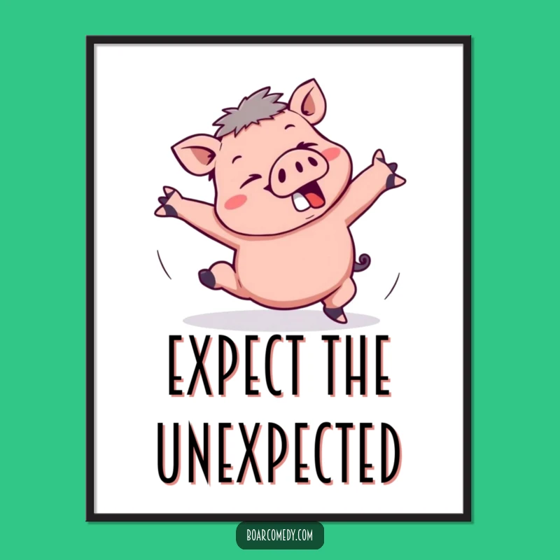 Funny Kawaii Boar Tripping Poster: Comical Flail Art, Perfect Funny Gift