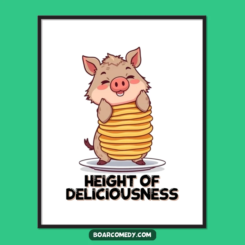 Funny Pancake Boar Poster, Hilarious Breakfast Art for Your Kitchen or Dining Area