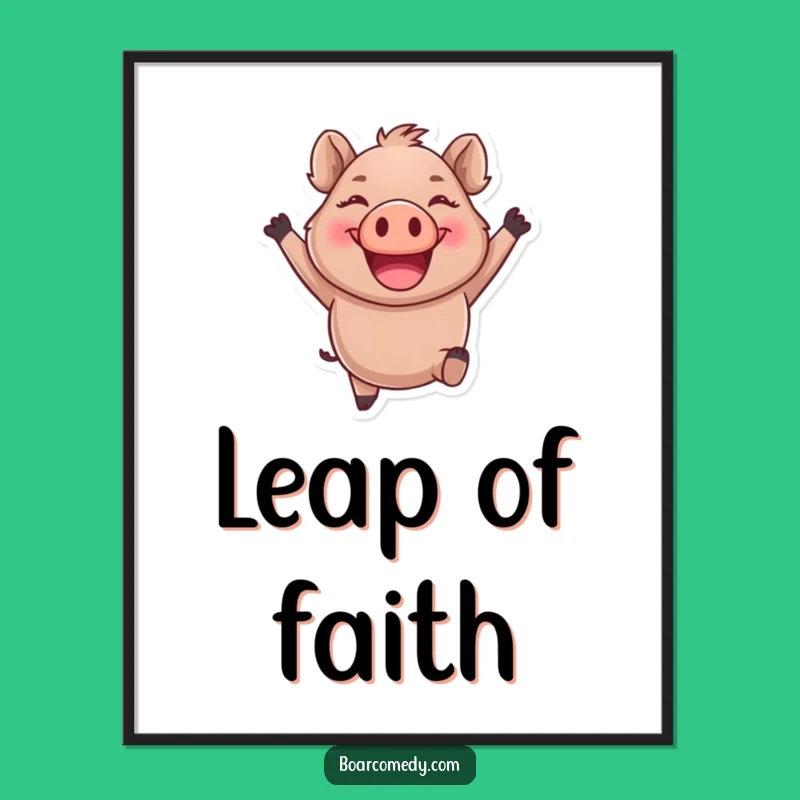 Funny Boar Poster - Joyful Leaping Art Print, Vibrant Wall Decor, Perfect Funny Gift