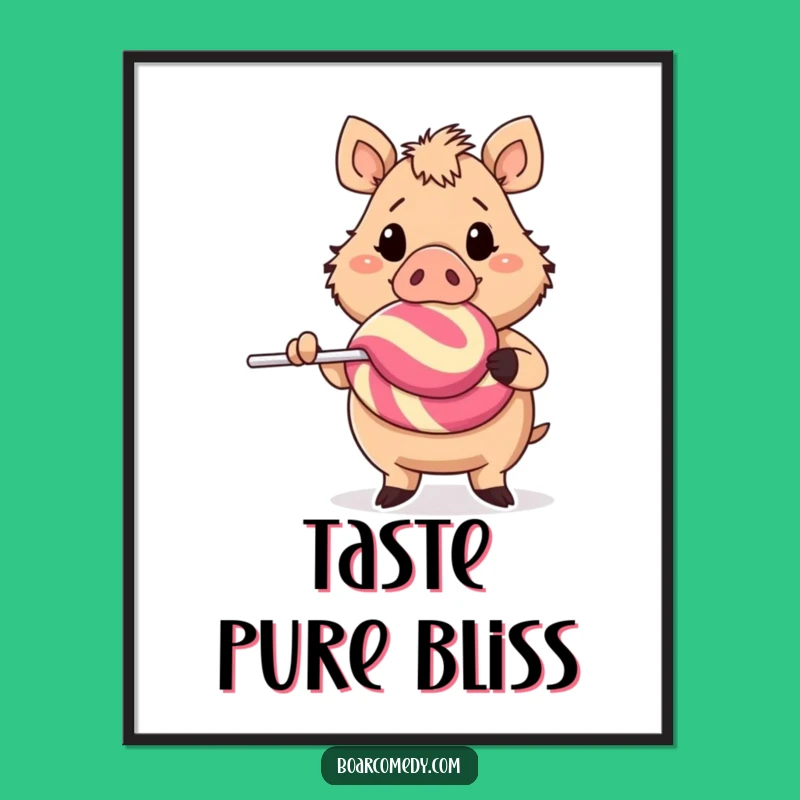 Funny Cheerful Boar Giant Lollipop Poster - Whimsical Art Funny Gift