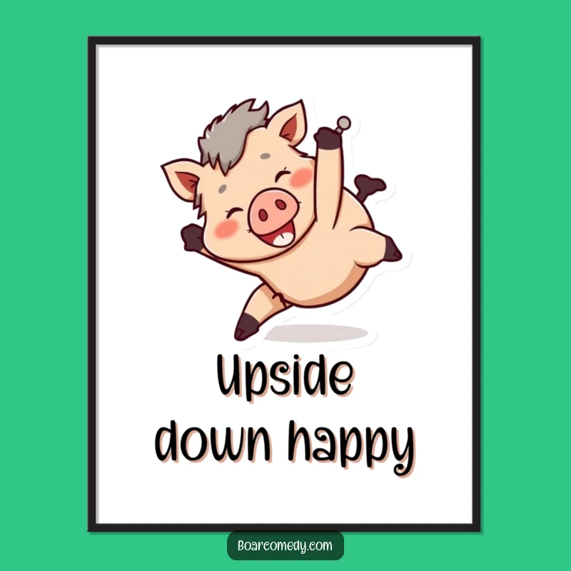 Funny Tumbly Boar Poster - Playful Tumbling Art, Whimsical Decor, Perfect Funny Gift