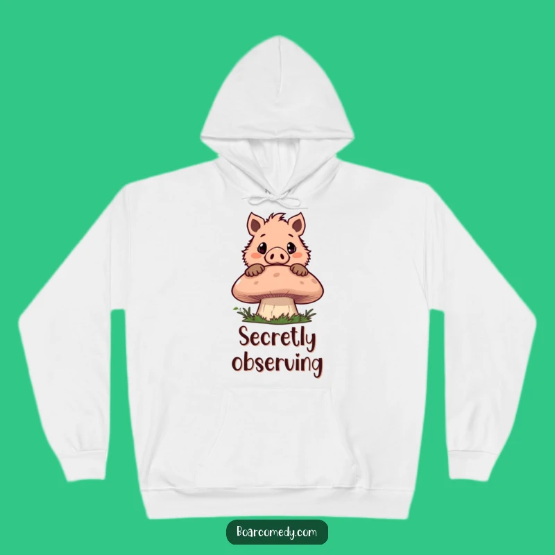 Cozy Funny Boar Mushroom Peek Hoodie: Warmth & Whimsical Humor