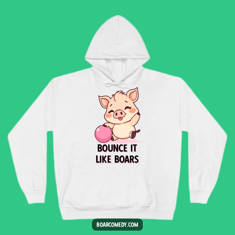 Cozy Funny Kawaii Boar Bouncing Ball Hoodie - Warm & Cute