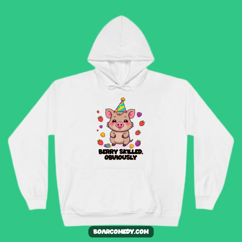 Cozy Funny Kawaii Boar Hoodie - Juggling Berries Party Wear Gift