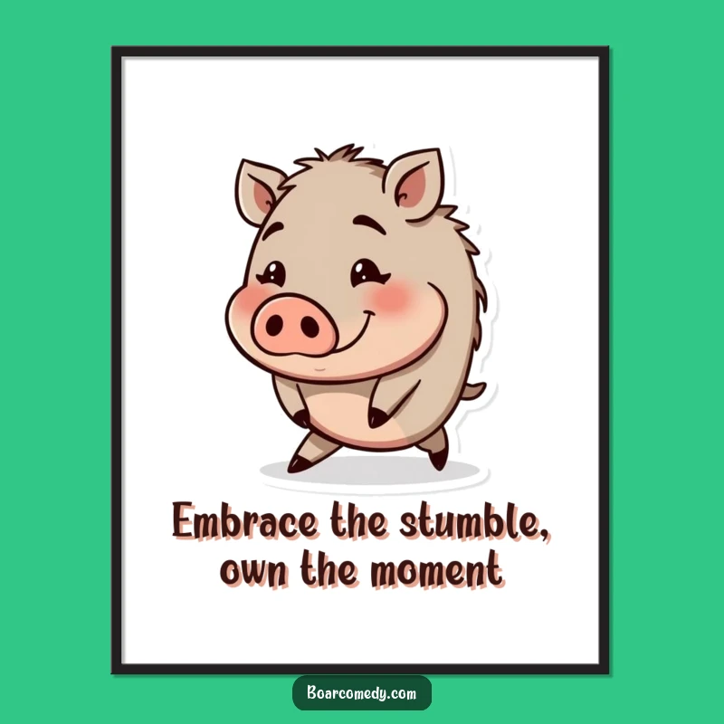 Free Printable Wall Art: Clumsy Boar Mishap, Funny Expression, Downloadable Decor