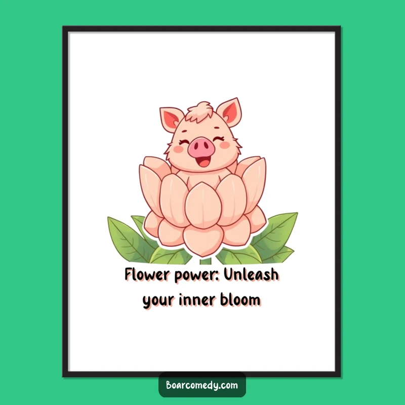 Free Printable Wall Art: Boar Flower Pop Whimsical Funny Downloadable Art
