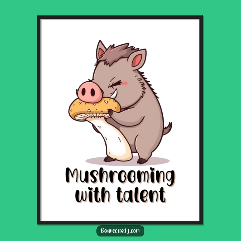 Free Printable Boar Wall Art: Wobbly Mushroom Balance, Funny Downloadable Decor