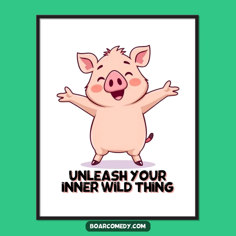 Free Printable Kawaii Boar Dancing Wall Art - Fun DIY Downloadable Decor!