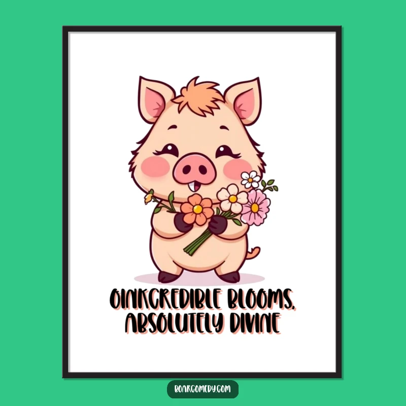 Free Printable Wall Art: Blushing Boar Flowers - Funny Downloadable Gift