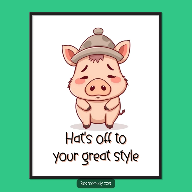 Free Printable Wall Art: Boar Hat Humor Cute Funny Downloadable Art