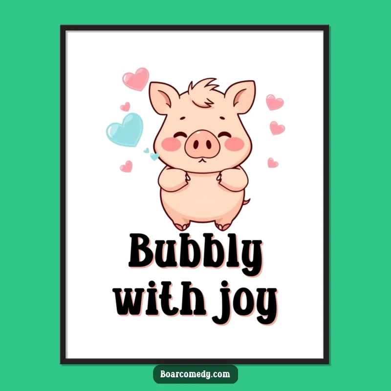 Free Printable Wall Art: Chubby Boar Blowing Heart Bubbles Funny Downloadable Art for Home Decor
