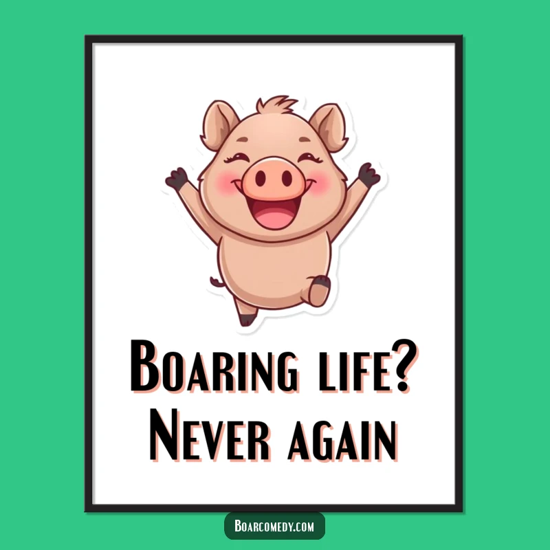 Free Printable Wall Art: Happy Boar Leap Funny Downloadable Decor