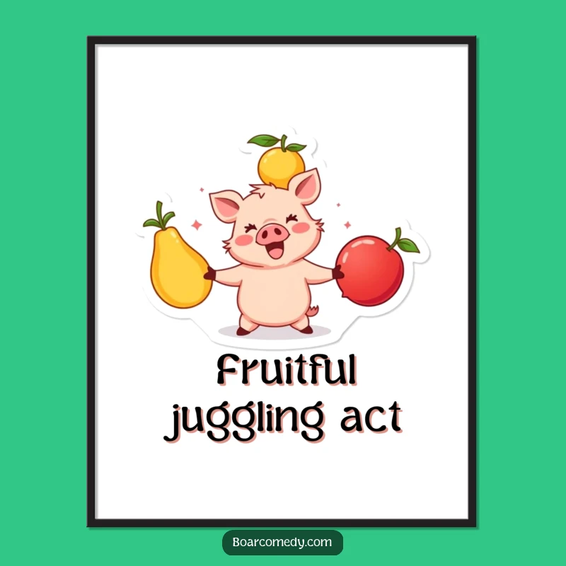 Free Printable Wall Art: Juggling Boar Funny Downloadable Art for Whimsical Decor