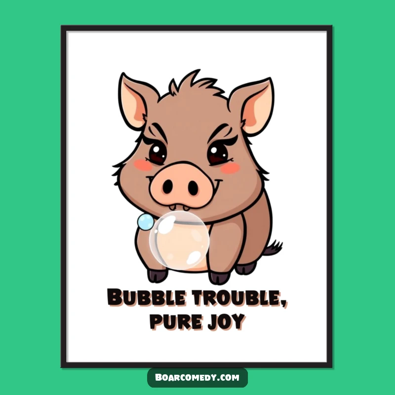 Free Printable Wall Art: Mischievous Boar Bubble Blowing, Hilarious Downloadable Decor