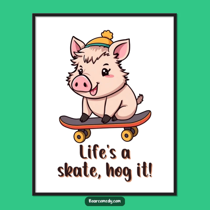 Funny Free Printable Wall Art: Skater Boar Art, Energetic Downloadable Decor