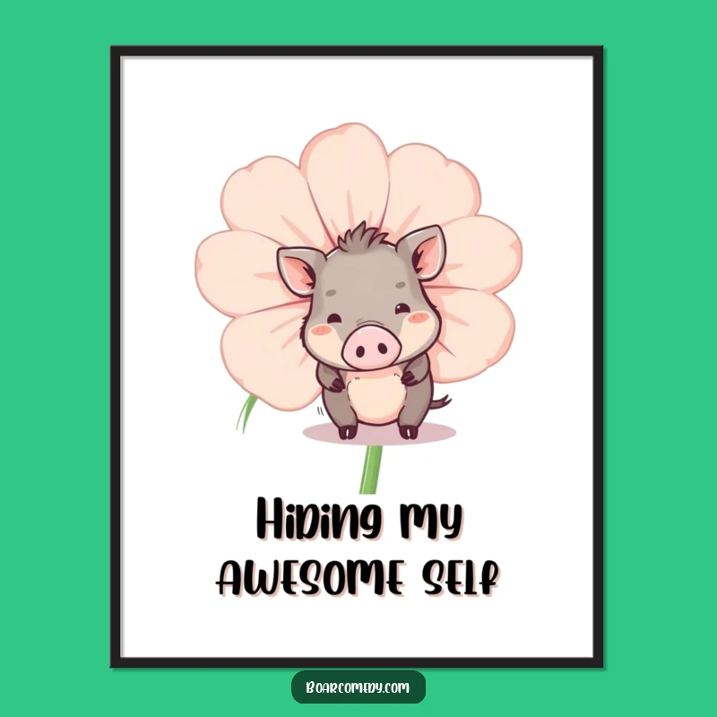 Free Printable Wall Art: Peeking Boar Flower Funny Downloadable Decor