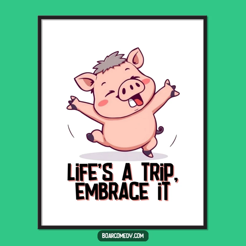 Free Printable Kawaii Boar Tripping Wall Art - Comical DIY Downloadable Decor!