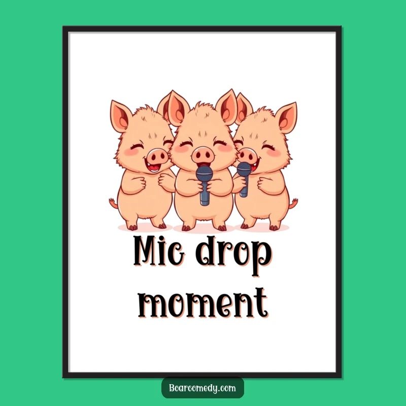 Free Printable Wall Art: Giggling Boars with Microphones Funny Downloadable Art for Music Lovers