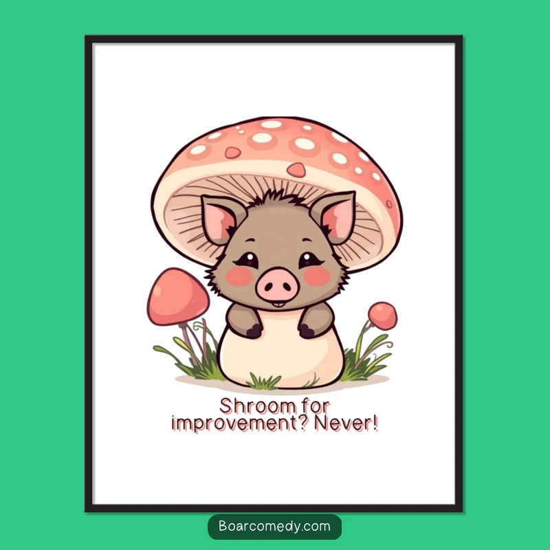 Free Printable Kawaii Boar Mushroom Wall Art - Whimsical DIY Downloadable!
