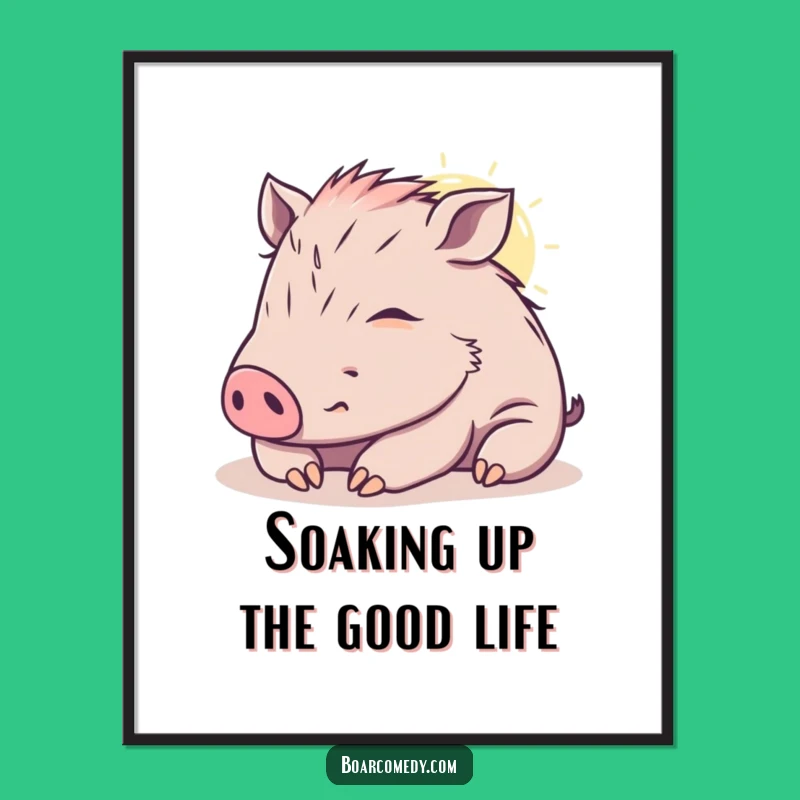 Free Printable Wall Art: Cozy Kawaii Boar Sunbeam Nap Downloadable Art