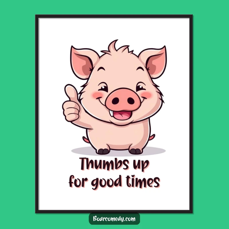 Free Printable Kawaii Boar Thumbs Up Wall Art - Funny DIY Downloadable Decor!