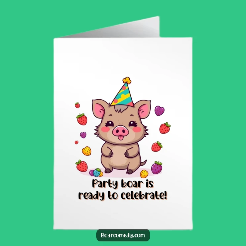 Free Printable Birthday Card: Funny Juggling Boar, Joking Downloadable Gift for Party Fun