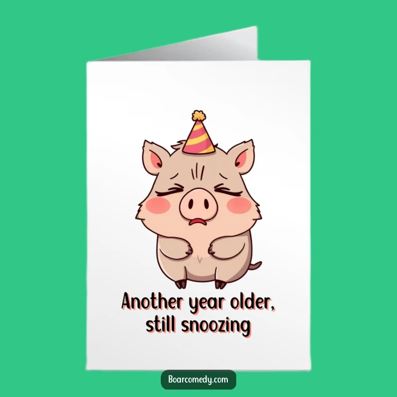 Free Printable Birthday Card: Sleepy Boar Party, Funny Downloadable Gift