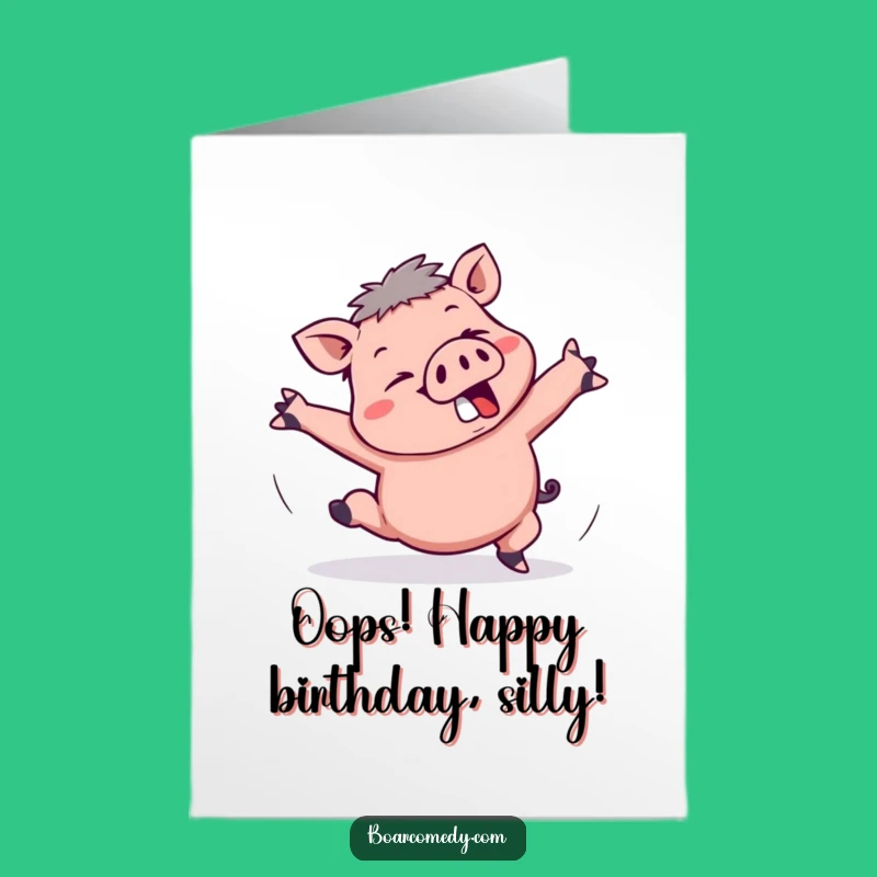 Free Printable Kawaii Boar Tripping Birthday Card - Hilarious DIY Downloadable Mishap!