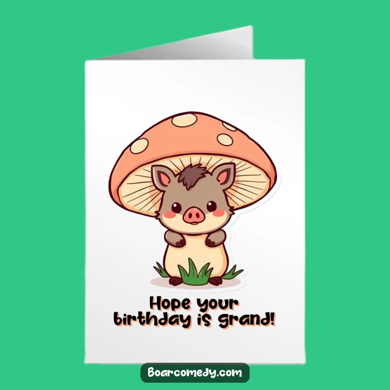 Free Printable Birthday Card: Kawaii Boar Peek-a-Boo Surprise Downloadable