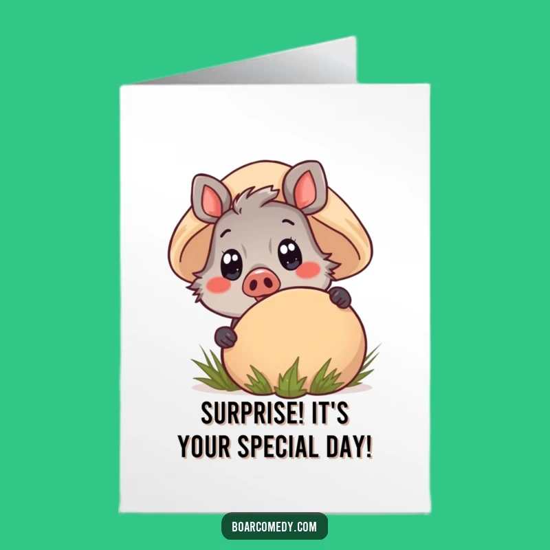 Free Printable Birthday Card: Peeking Boar, Surprise Downloadable Gift for a Joyful Celebration