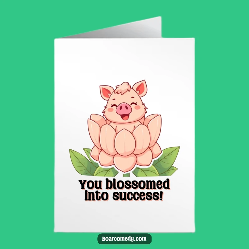 Free Printable Congrats Card: Boar Flower Surprise Funny Downloadable Gift
