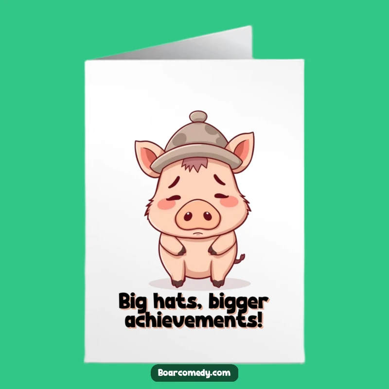 Free Printable Congrats Card: Boar Hat Mishap Funny Downloadable Gift
