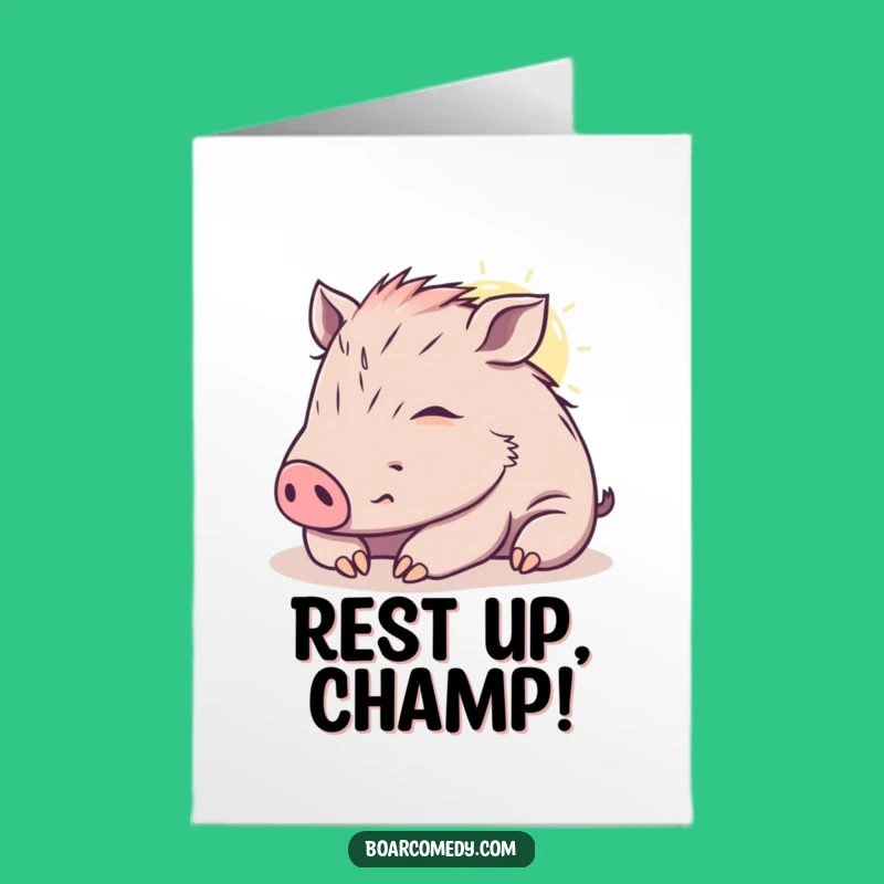 Free Printable Congrats Card: Cozy Kawaii Boar Sunbeam Nap Downloadable Gift