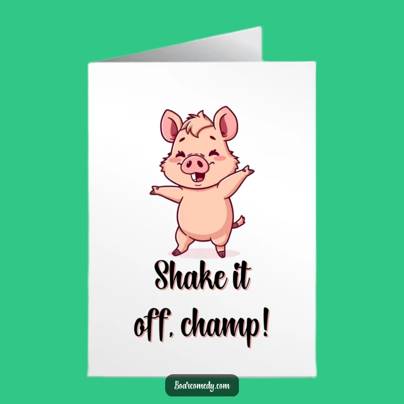 Free Printable Congrats Card: Wobbly Boar Dance Funny Downloadable Gift