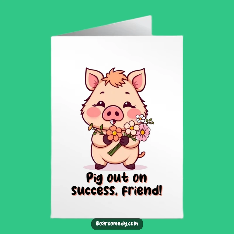 Free Printable Congratulations Card: Blushing Boar Flowers - Funny Downloadable Gift