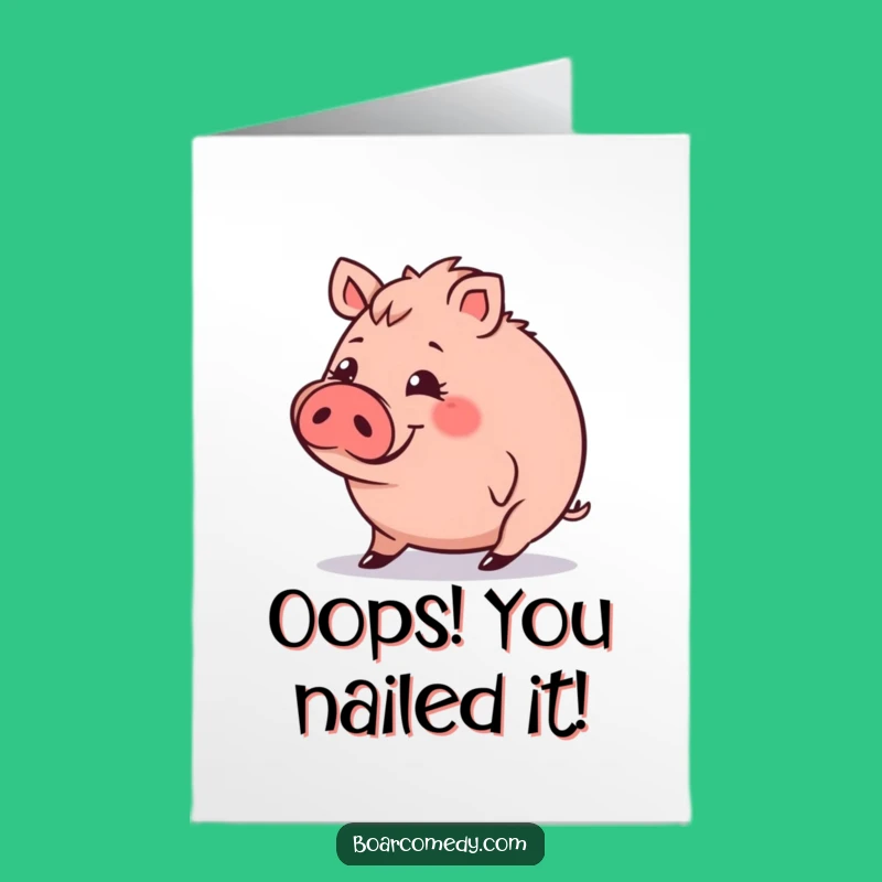 Free Printable Congratulations Card: Clumsy Boar's Big Moment Downloadable